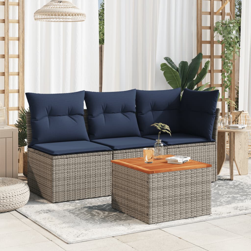 Tuintafel 55x55x37 cm poly rattan en acaciahout grijs is nu te koop bij PeponiXL, paradijselijk wonen!