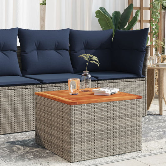 Tuintafel 55x55x37 cm poly rattan en acaciahout grijs is nu te koop bij PeponiXL, paradijselijk wonen!