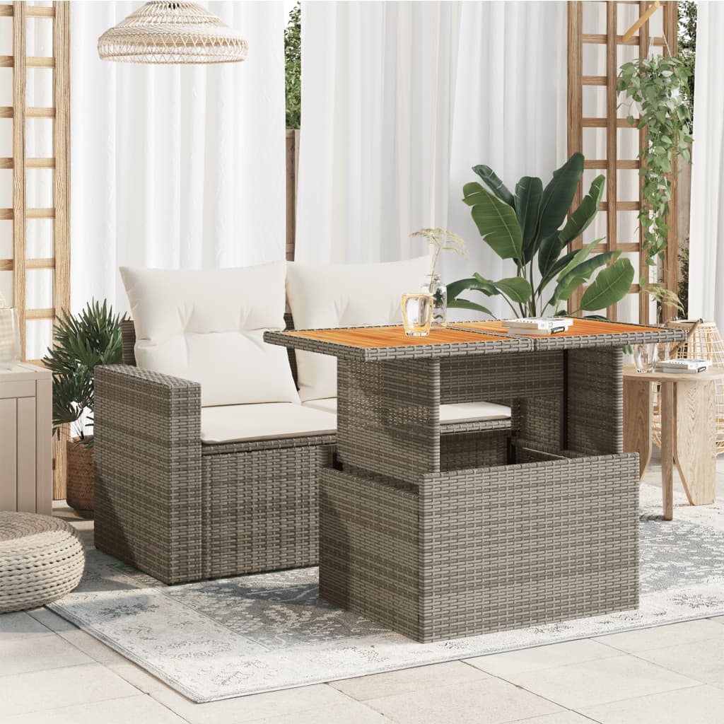 Tuintafel 100x55x73 cm poly rattan en acaciahout grijs is nu te koop bij PeponiXL, paradijselijk wonen!