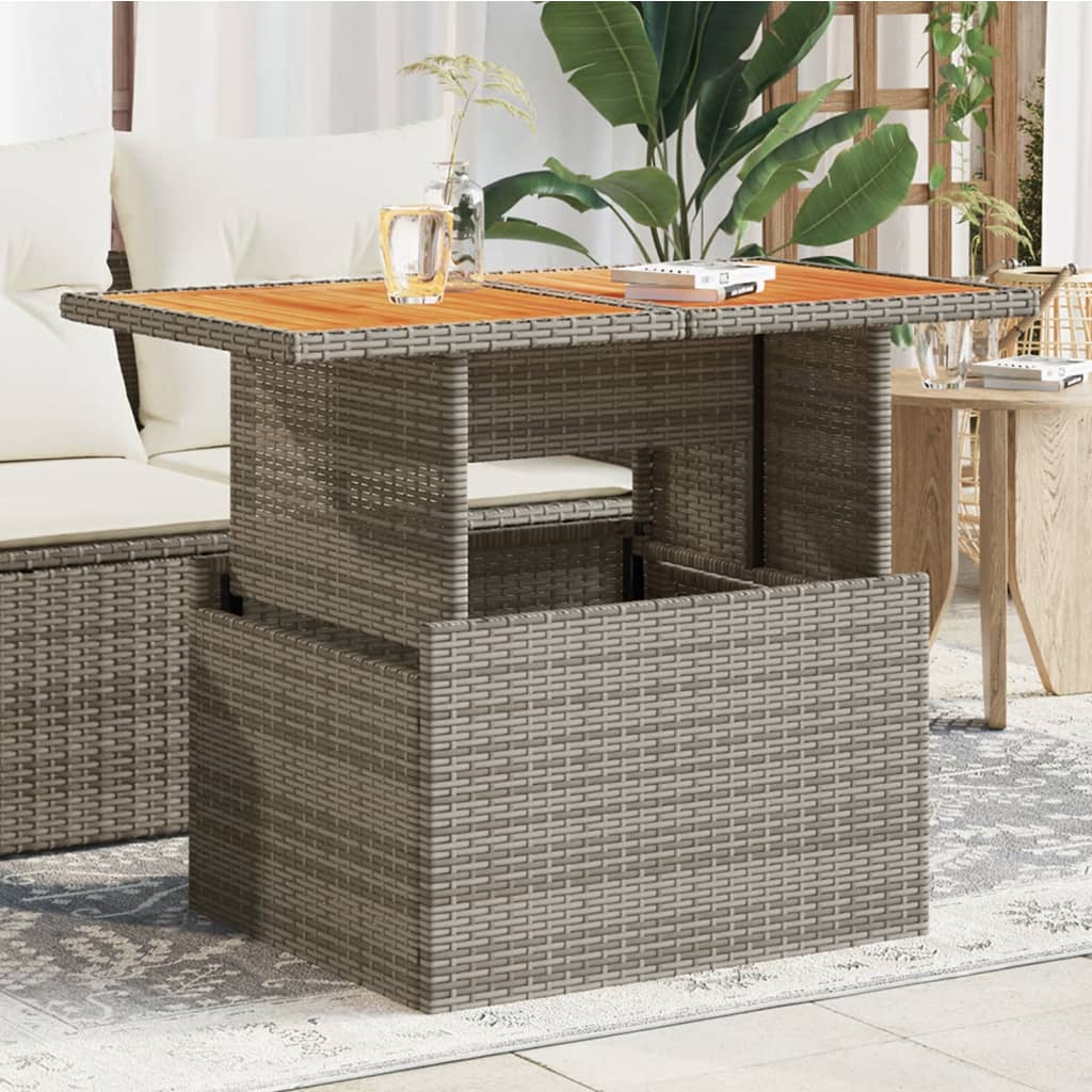 Tuintafel 100x55x73 cm poly rattan en acaciahout grijs is nu te koop bij PeponiXL, paradijselijk wonen!