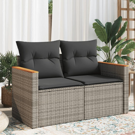 Tuinbank 2-zits met kussens poly rattan grijs is nu te koop bij PeponiXL, paradijselijk wonen!