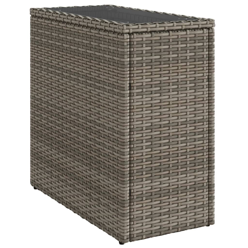 Tuinbijzettafel met glazen blad 58x27,5x55 cm poly rattan grijs is nu te koop bij PeponiXL, paradijselijk wonen!