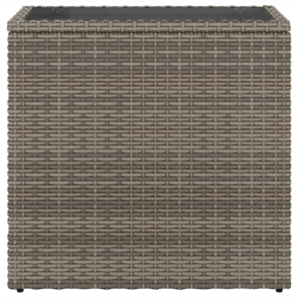Tuinbijzettafel met glazen blad 58x27,5x55 cm poly rattan grijs is nu te koop bij PeponiXL, paradijselijk wonen!