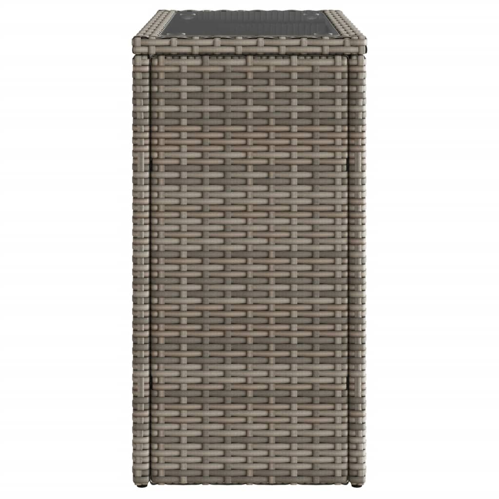Tuinbijzettafel met glazen blad 58x27,5x55 cm poly rattan grijs is nu te koop bij PeponiXL, paradijselijk wonen!