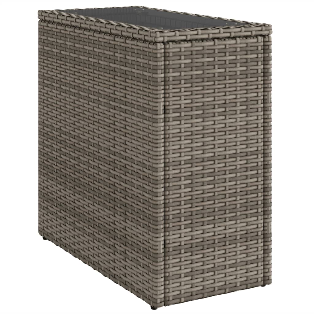 Tuinbijzettafel met glazen blad 58x27,5x55 cm poly rattan grijs is nu te koop bij PeponiXL, paradijselijk wonen!