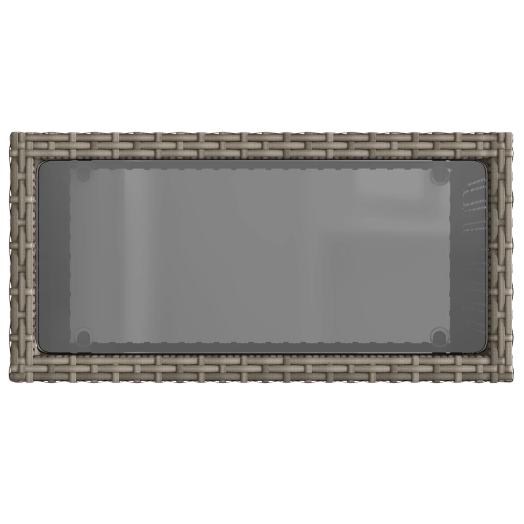Tuinbijzettafel met glazen blad 58x27,5x55 cm poly rattan grijs is nu te koop bij PeponiXL, paradijselijk wonen!