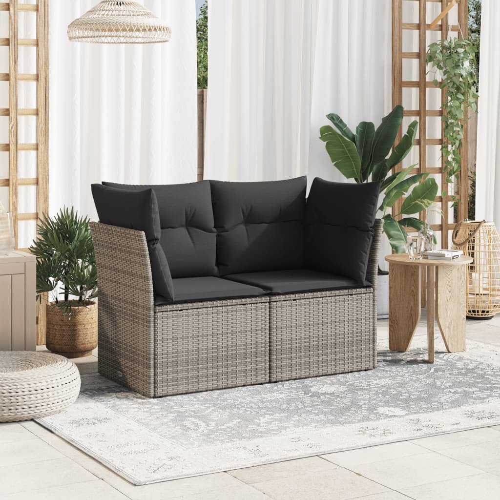 Tuinbank 2-zits met kussens poly rattan grijs is nu te koop bij PeponiXL, paradijselijk wonen!