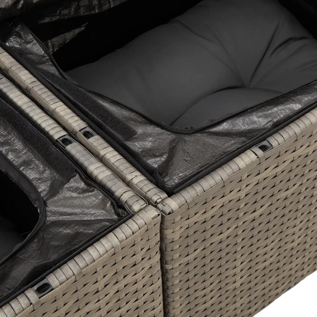 Tuinbank 2-zits met kussens poly rattan grijs is nu te koop bij PeponiXL, paradijselijk wonen!