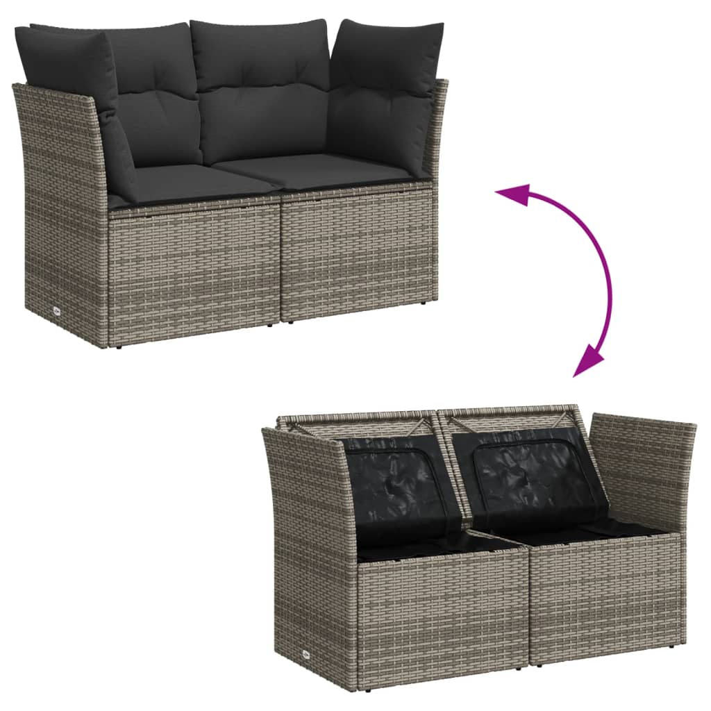 Tuinbank 2-zits met kussens poly rattan grijs is nu te koop bij PeponiXL, paradijselijk wonen!
