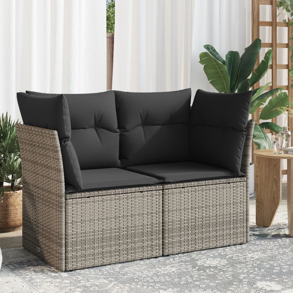 Tuinbank 2-zits met kussens poly rattan grijs is nu te koop bij PeponiXL, paradijselijk wonen!