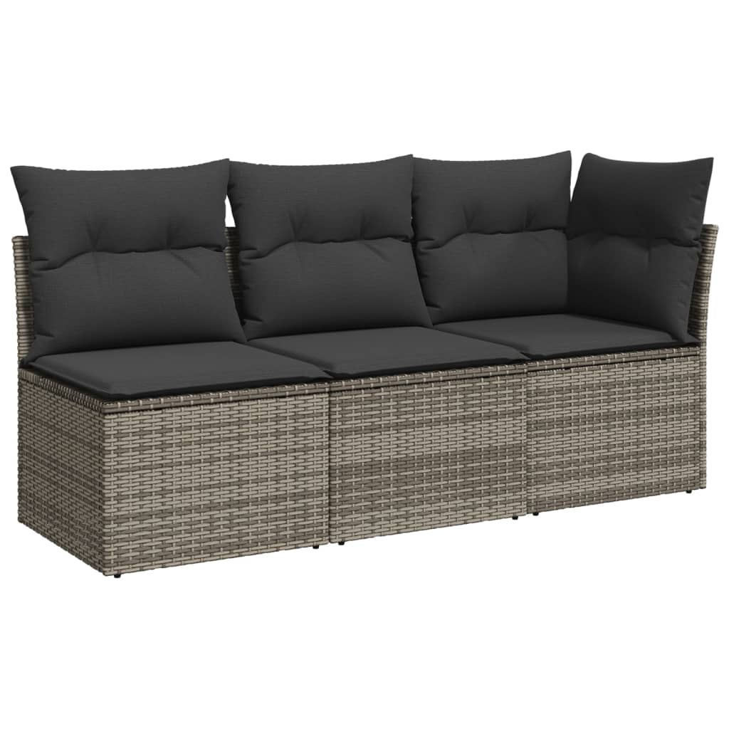 Tuinbank 3-zits met kussens poly rattan grijs is nu te koop bij PeponiXL, paradijselijk wonen!