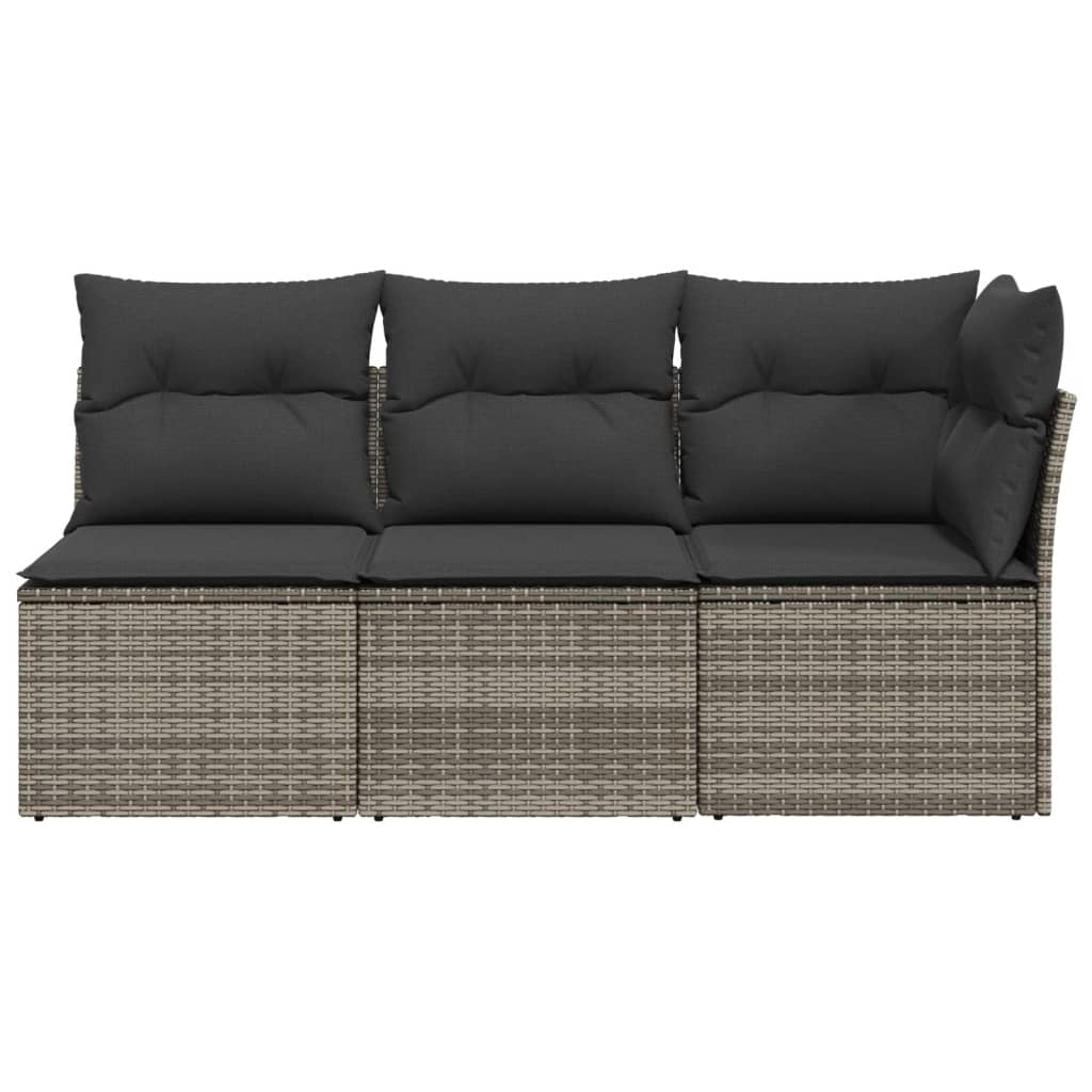 Tuinbank 3-zits met kussens poly rattan grijs is nu te koop bij PeponiXL, paradijselijk wonen!