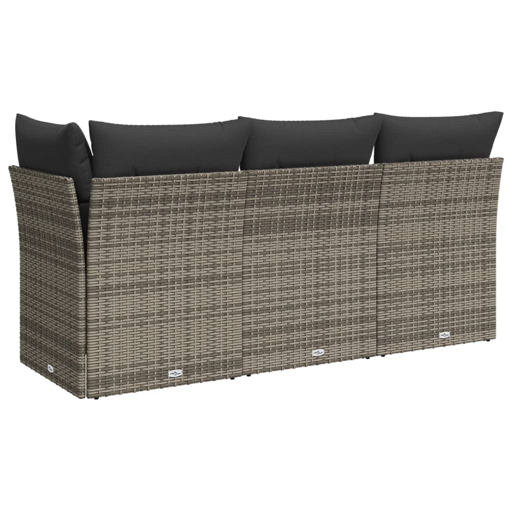 Tuinbank 3-zits met kussens poly rattan grijs is nu te koop bij PeponiXL, paradijselijk wonen!