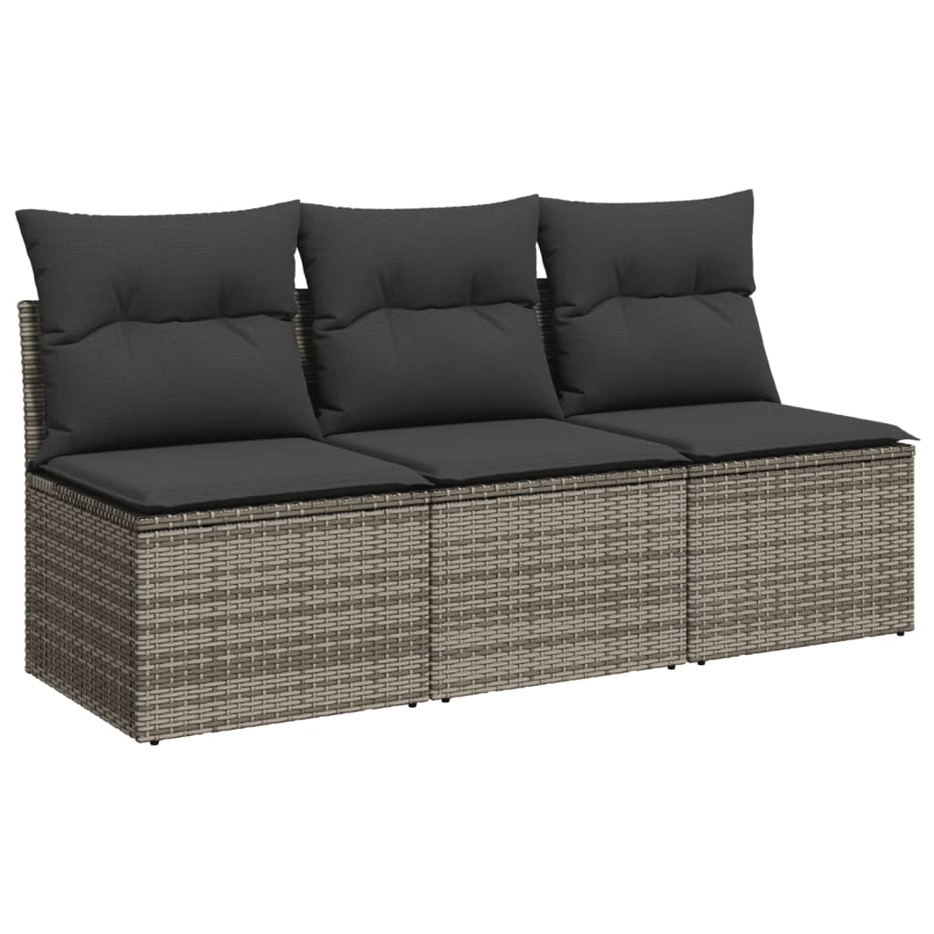 Tuinbank 3-zits met kussens poly rattan grijs is nu te koop bij PeponiXL, paradijselijk wonen!