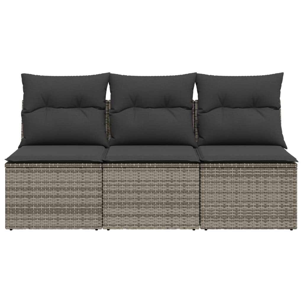 Tuinbank 3-zits met kussens poly rattan grijs is nu te koop bij PeponiXL, paradijselijk wonen!