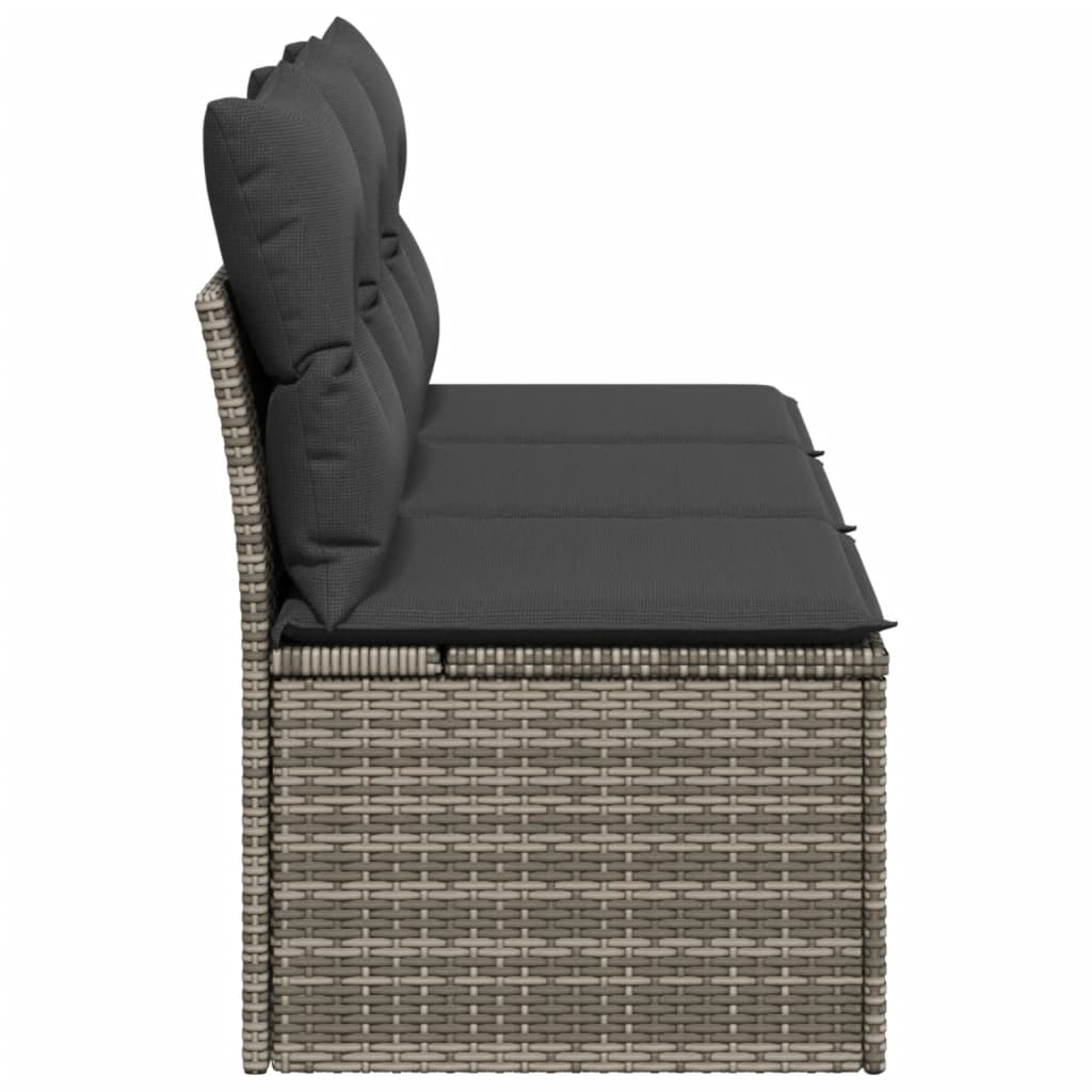 Tuinbank 3-zits met kussens poly rattan grijs is nu te koop bij PeponiXL, paradijselijk wonen!
