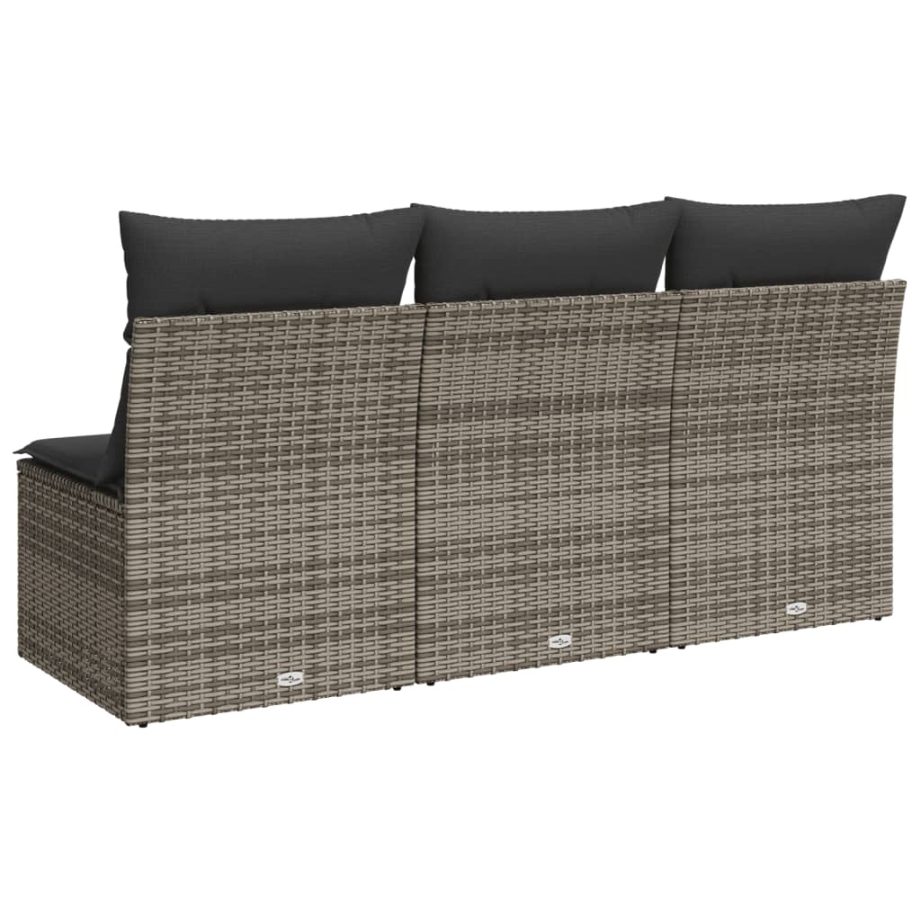 Tuinbank 3-zits met kussens poly rattan grijs is nu te koop bij PeponiXL, paradijselijk wonen!