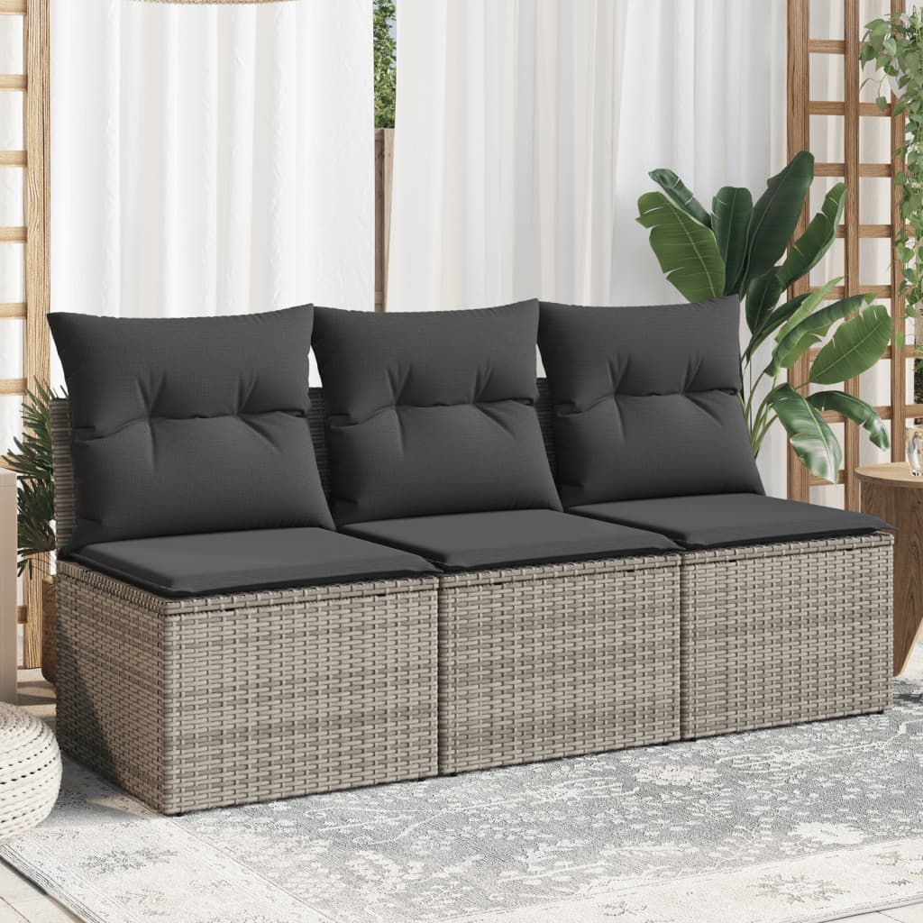 Tuinbank 3-zits met kussens poly rattan grijs is nu te koop bij PeponiXL, paradijselijk wonen!