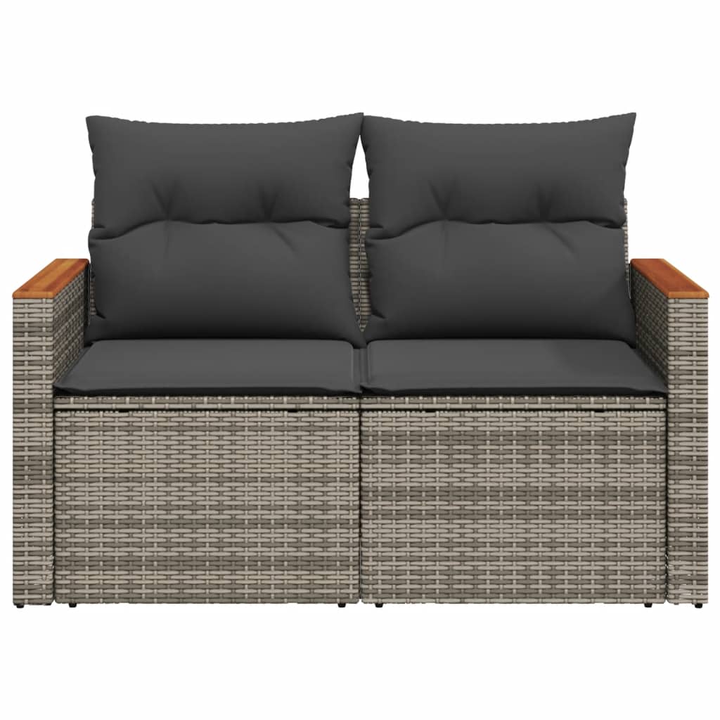 Tuinbank 2-zits met kussens poly rattan grijs is nu te koop bij PeponiXL, paradijselijk wonen!