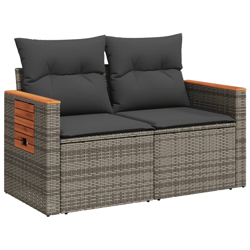 Tuinbank 2-zits met kussens poly rattan grijs is nu te koop bij PeponiXL, paradijselijk wonen!