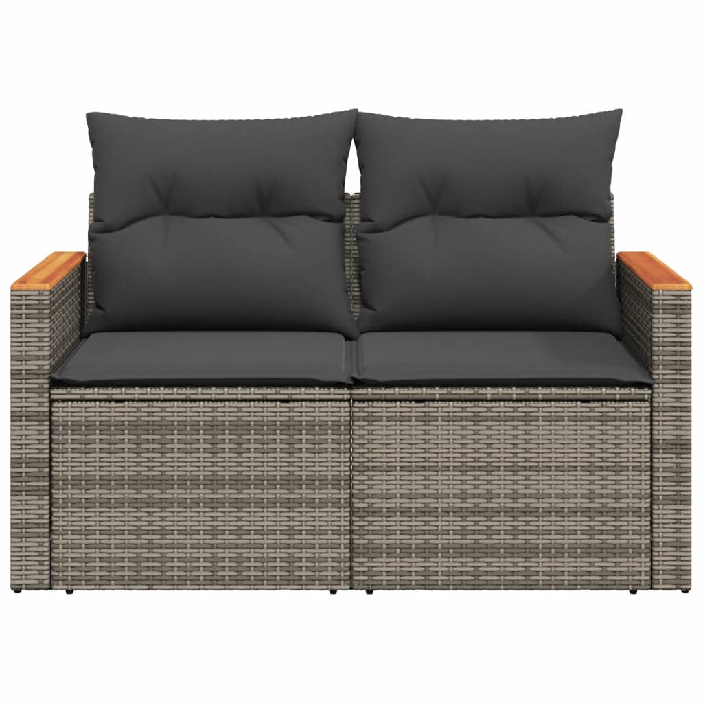 Tuinbank 2-zits met kussens poly rattan grijs is nu te koop bij PeponiXL, paradijselijk wonen!