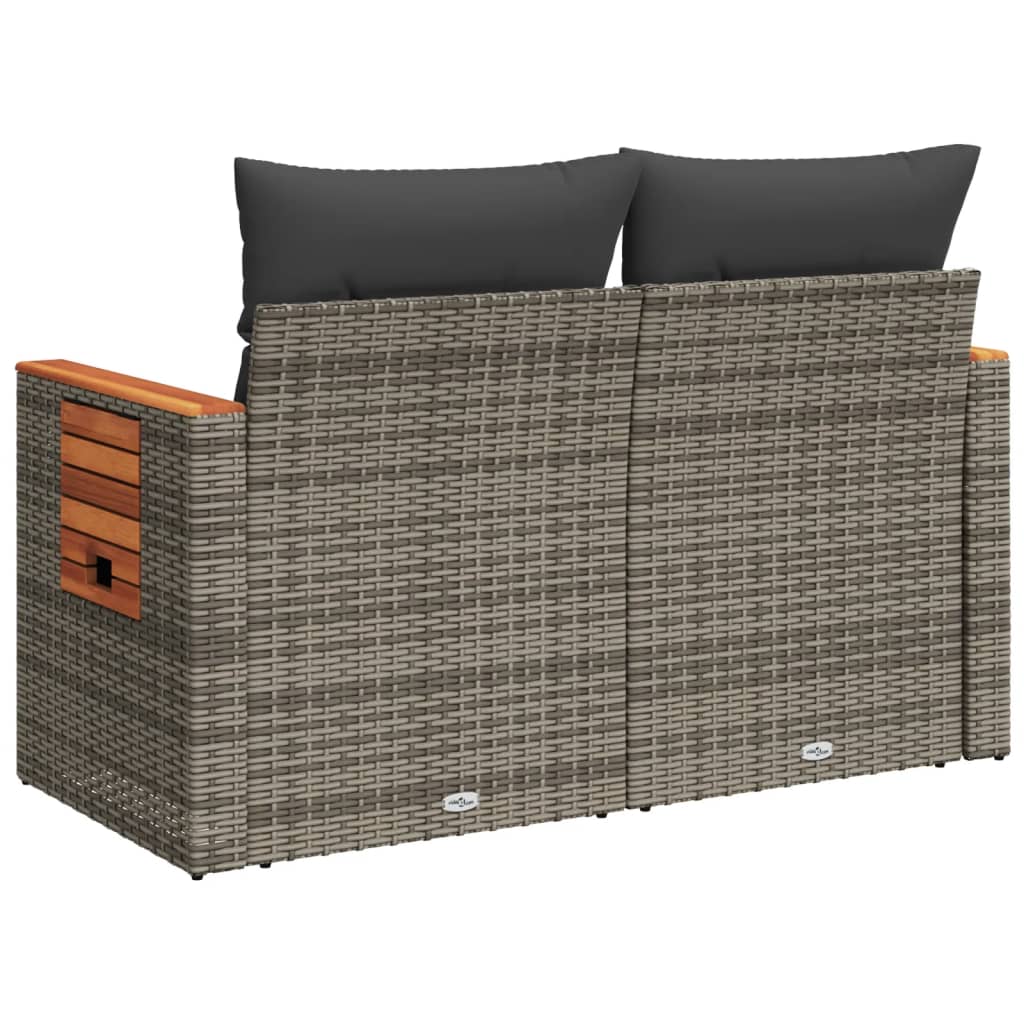 Tuinbank 2-zits met kussens poly rattan grijs is nu te koop bij PeponiXL, paradijselijk wonen!