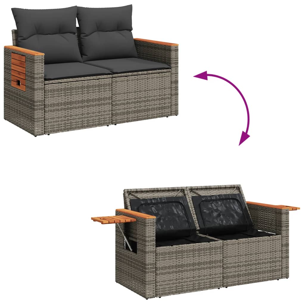 Tuinbank 2-zits met kussens poly rattan grijs is nu te koop bij PeponiXL, paradijselijk wonen!
