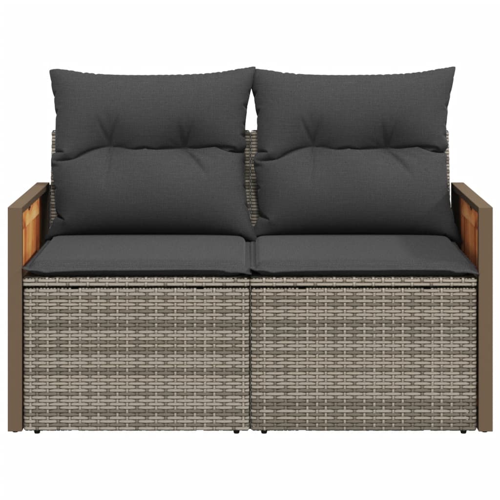 Tuinbank 2-zits met kussens poly rattan grijs is nu te koop bij PeponiXL, paradijselijk wonen!