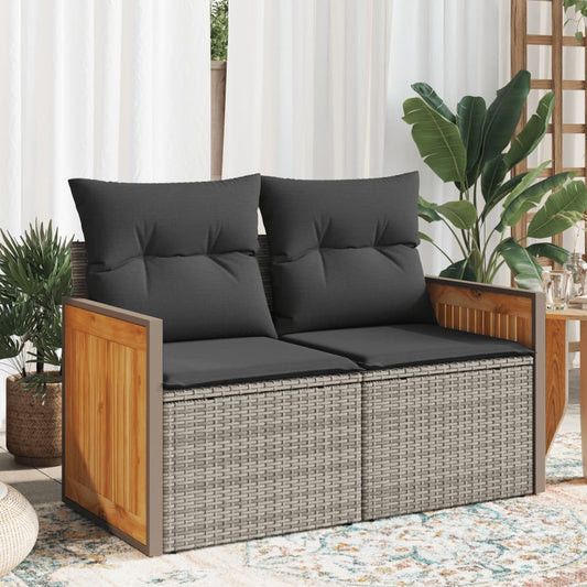Tuinbank 2-zits met kussens poly rattan grijs is nu te koop bij PeponiXL, paradijselijk wonen!