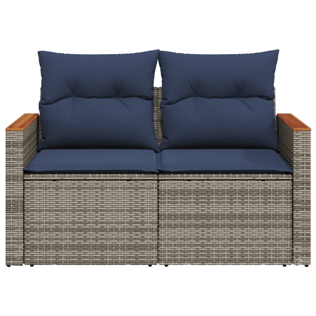 Tuinbank met kussens 2-zits poly rattan grijs is nu te koop bij PeponiXL, paradijselijk wonen!