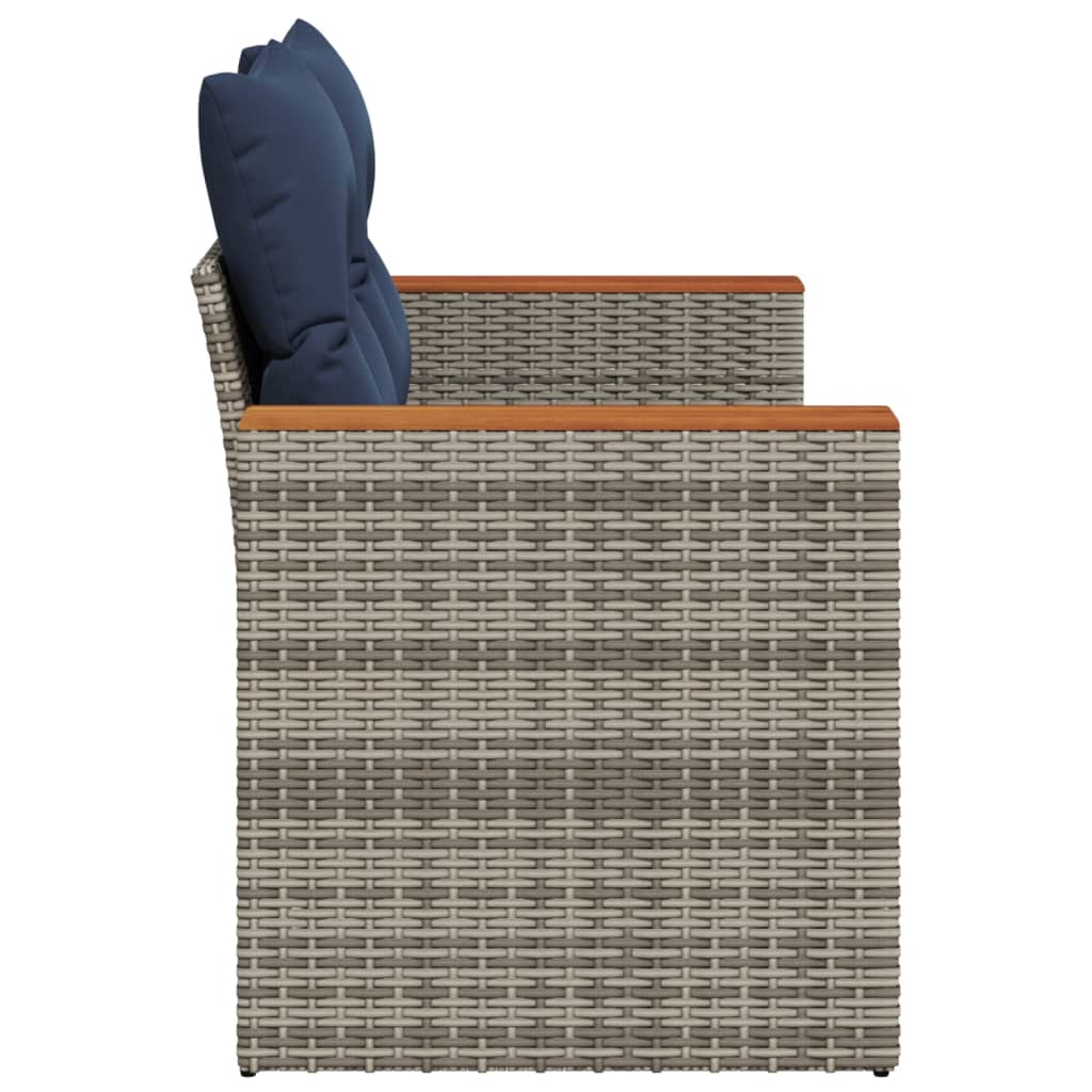 Tuinbank met kussens 2-zits poly rattan grijs is nu te koop bij PeponiXL, paradijselijk wonen!