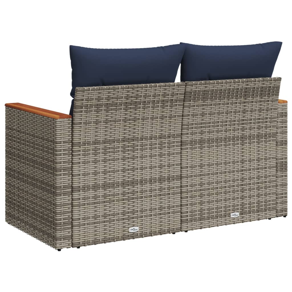 Tuinbank met kussens 2-zits poly rattan grijs is nu te koop bij PeponiXL, paradijselijk wonen!