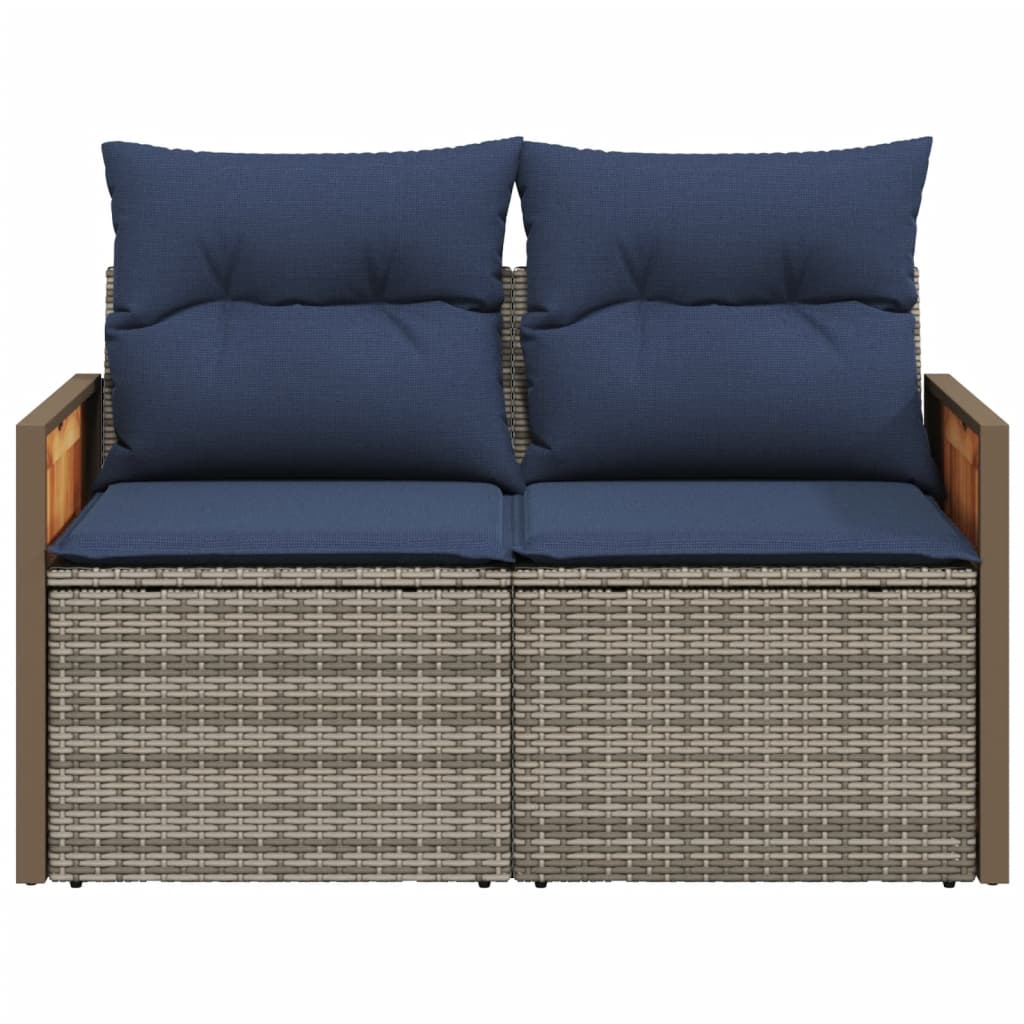 Tuinbank met kussens 2-zits poly rattan grijs is nu te koop bij PeponiXL, paradijselijk wonen!