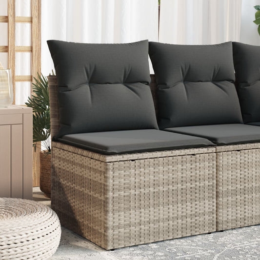 Tuinbank zonder armleuning met kussens poly rattan lichtgrijs is nu te koop bij PeponiXL, paradijselijk wonen!