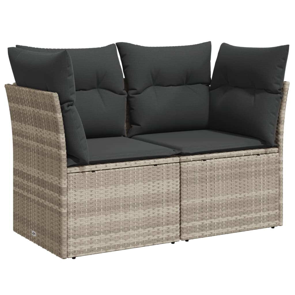 Tuinbank 2-zits met kussens poly rattan lichtgrijs is nu te koop bij PeponiXL, paradijselijk wonen!