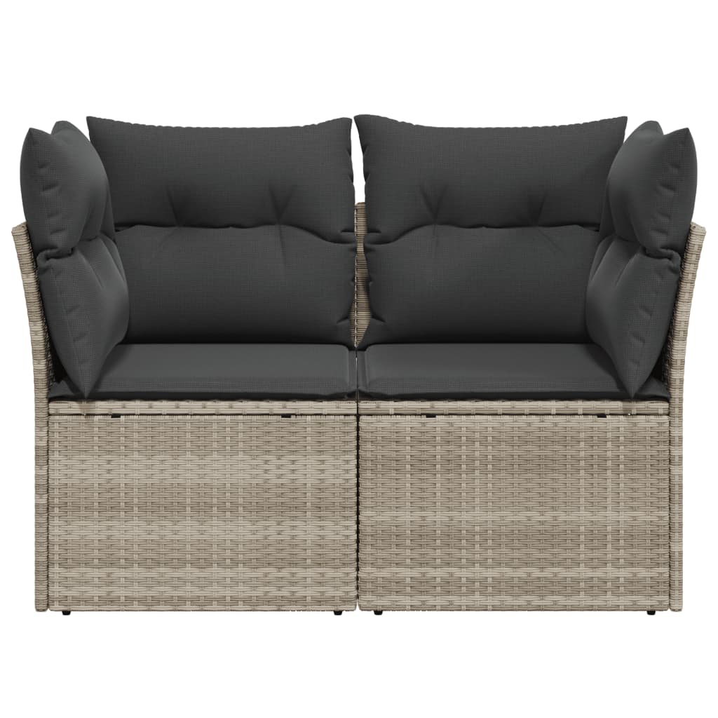 Tuinbank 2-zits met kussens poly rattan lichtgrijs is nu te koop bij PeponiXL, paradijselijk wonen!