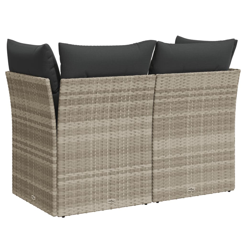 Tuinbank 2-zits met kussens poly rattan lichtgrijs is nu te koop bij PeponiXL, paradijselijk wonen!