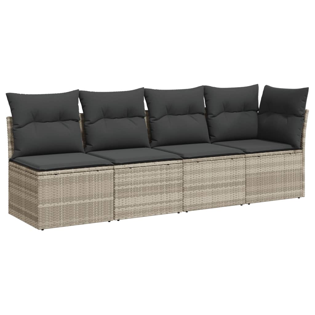 Tuinbank 4-zits met kussens poly rattan lichtgrijs is nu te koop bij PeponiXL, paradijselijk wonen!