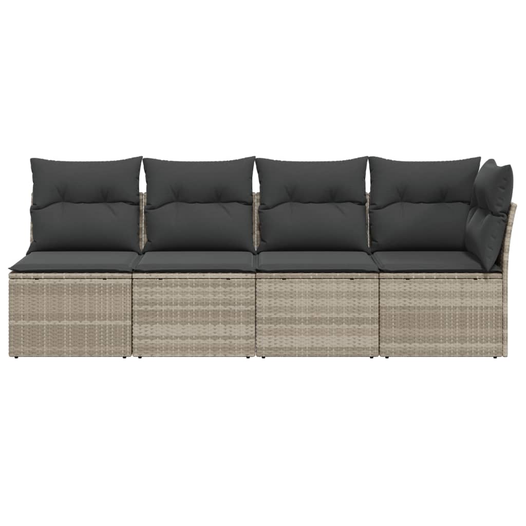 Tuinbank 4-zits met kussens poly rattan lichtgrijs is nu te koop bij PeponiXL, paradijselijk wonen!