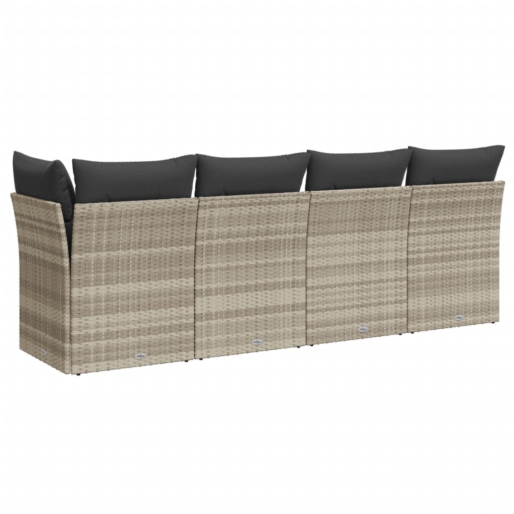 Tuinbank 4-zits met kussens poly rattan lichtgrijs is nu te koop bij PeponiXL, paradijselijk wonen!