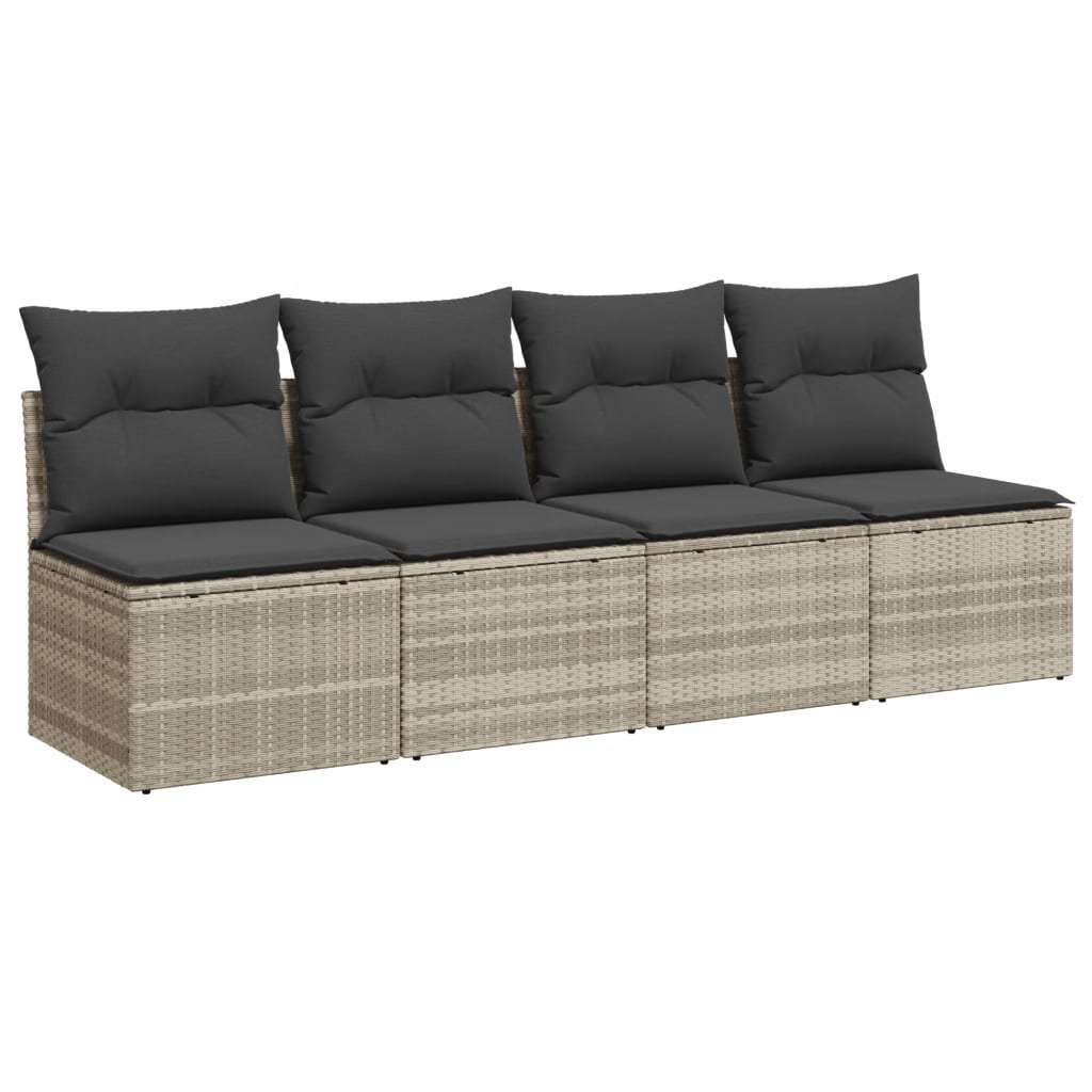 Tuinbank 4-zits met kussens poly rattan lichtgrijs is nu te koop bij PeponiXL, paradijselijk wonen!