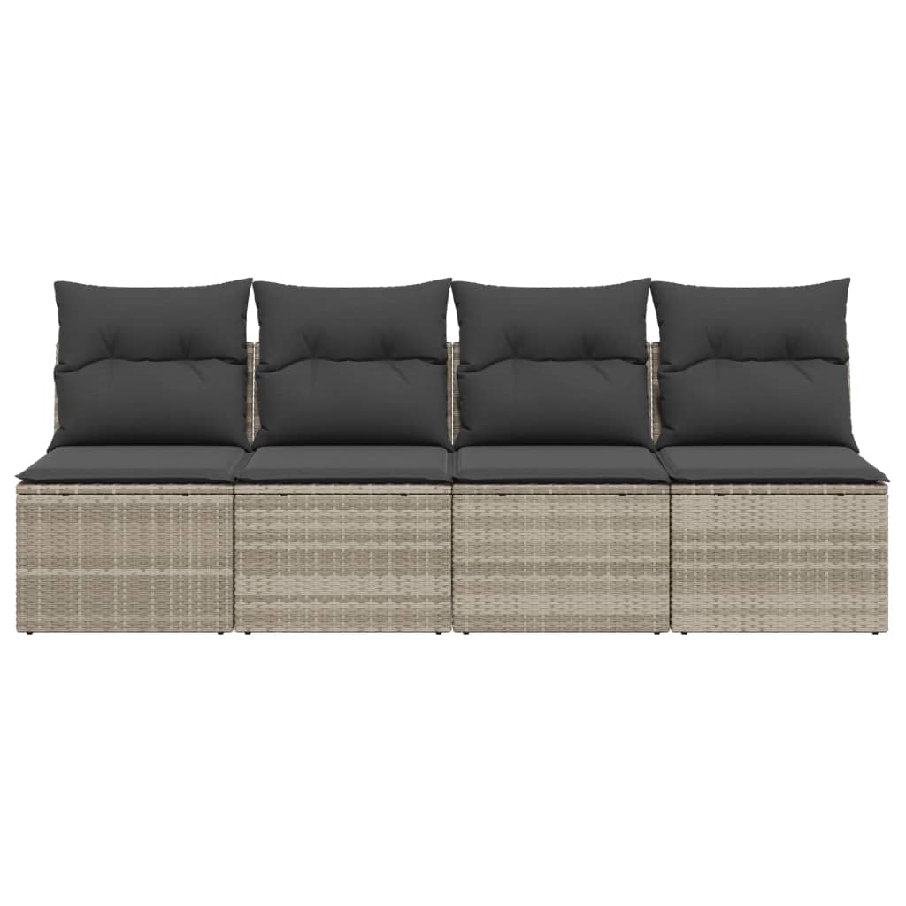 Tuinbank 4-zits met kussens poly rattan lichtgrijs is nu te koop bij PeponiXL, paradijselijk wonen!