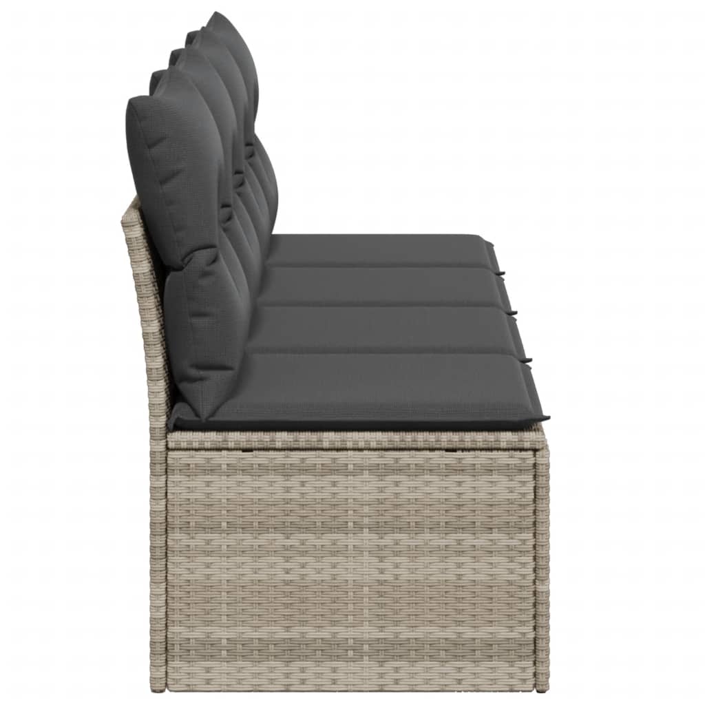 Tuinbank 4-zits met kussens poly rattan lichtgrijs is nu te koop bij PeponiXL, paradijselijk wonen!