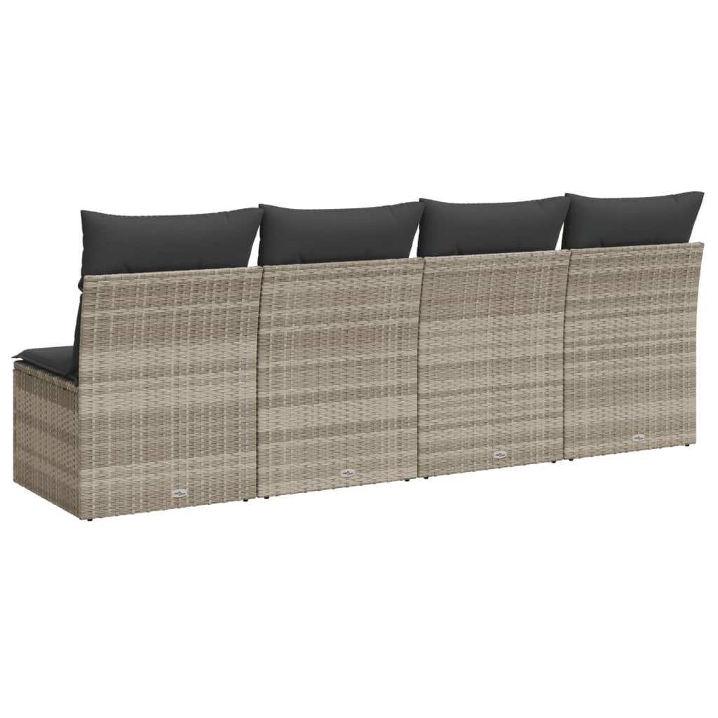 Tuinbank 4-zits met kussens poly rattan lichtgrijs is nu te koop bij PeponiXL, paradijselijk wonen!