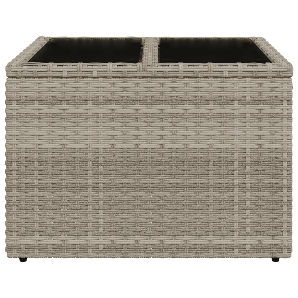 Tuintafel met glazen blad 55x55x37 cm poly rattan lichtgrijs is nu te koop bij PeponiXL, paradijselijk wonen!