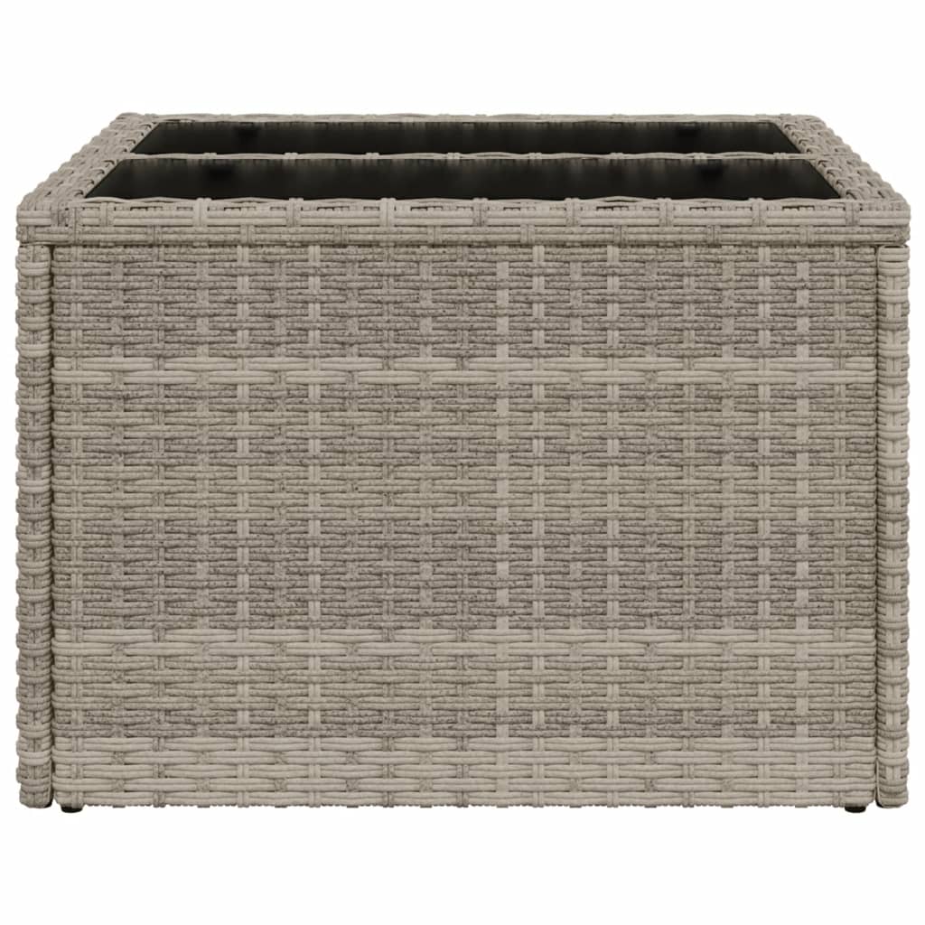 Tuintafel met glazen blad 55x55x37 cm poly rattan lichtgrijs is nu te koop bij PeponiXL, paradijselijk wonen!