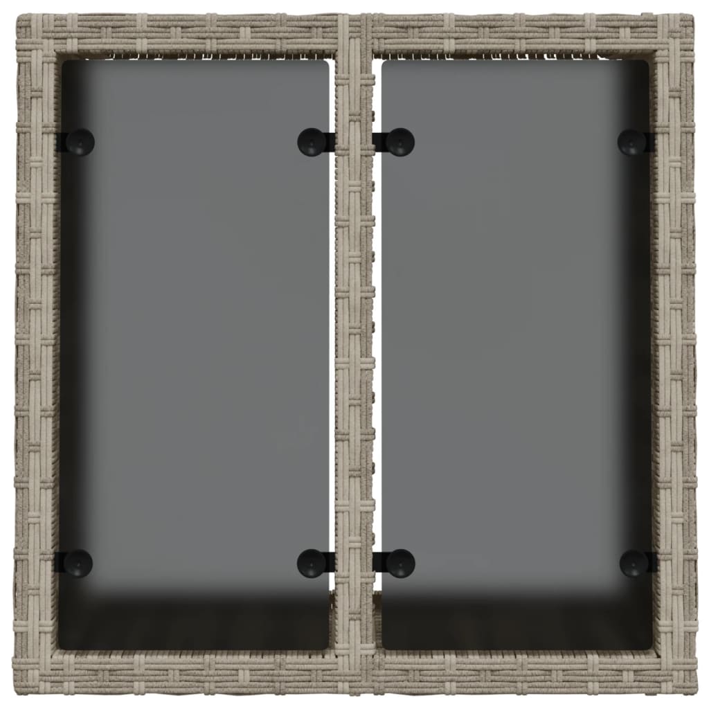 Tuintafel met glazen blad 55x55x37 cm poly rattan lichtgrijs is nu te koop bij PeponiXL, paradijselijk wonen!