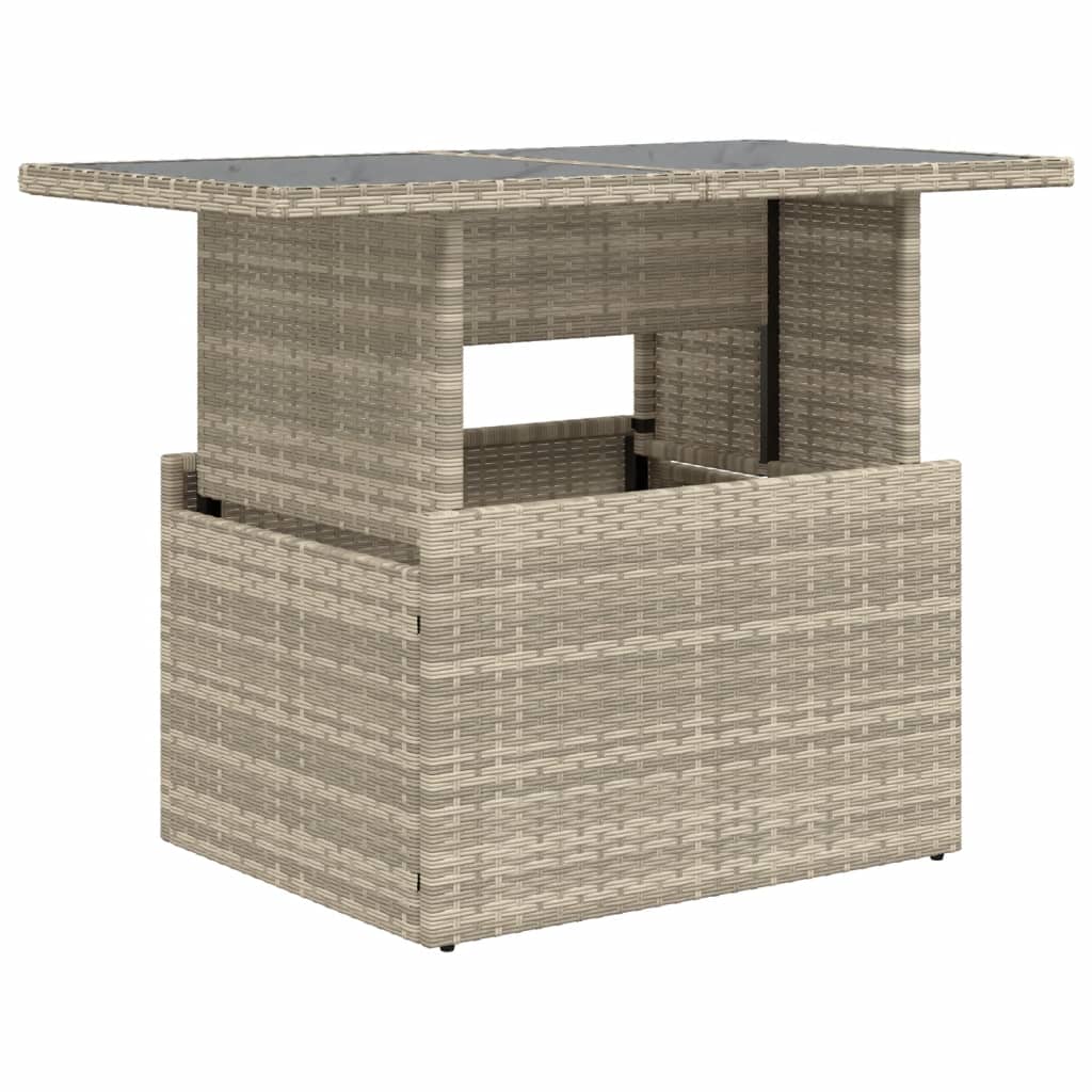 Tuintafel met glazen blad 100x55x73 cm poly rattan lichtgrijs is nu te koop bij PeponiXL, paradijselijk wonen!