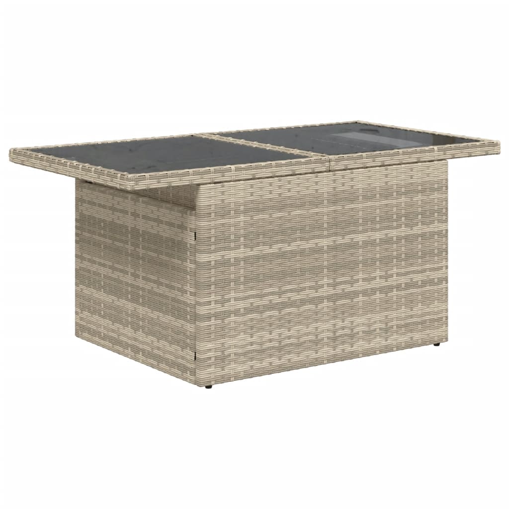 Tuintafel met glazen blad 100x55x73 cm poly rattan lichtgrijs is nu te koop bij PeponiXL, paradijselijk wonen!