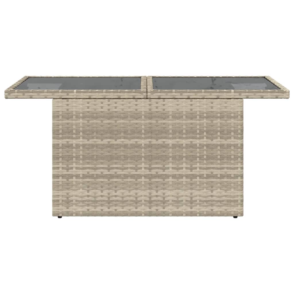 Tuintafel met glazen blad 100x55x73 cm poly rattan lichtgrijs is nu te koop bij PeponiXL, paradijselijk wonen!